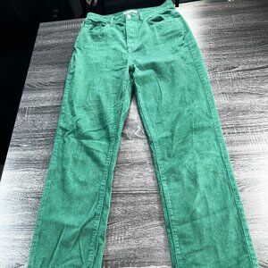 PacSun Women’s Green Corduroy Dad Jeans – Size 28 High Rise Straight Leg